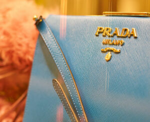 a bag on display at Prada store in Galleria Vittorio Emanuele II.