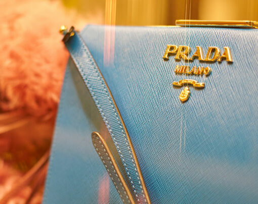 a bag on display at Prada store in Galleria Vittorio Emanuele II.