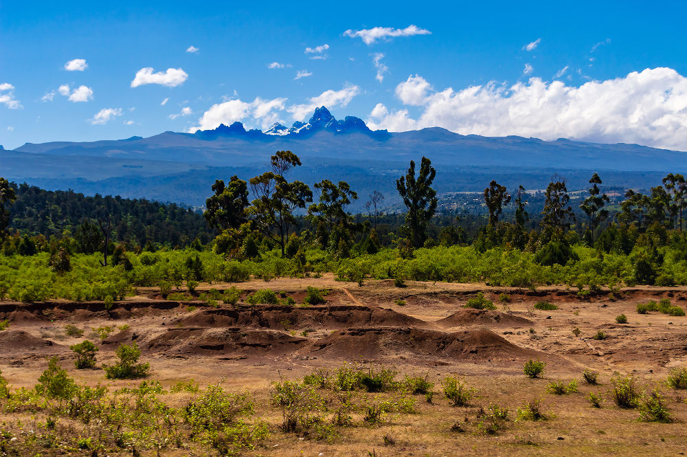 Panorama of Mount Kenya, second highest mountain in Africa