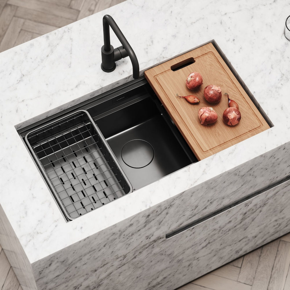 LUSSO’s Cullinan Gunmetal Black Undermount Workstation Sink