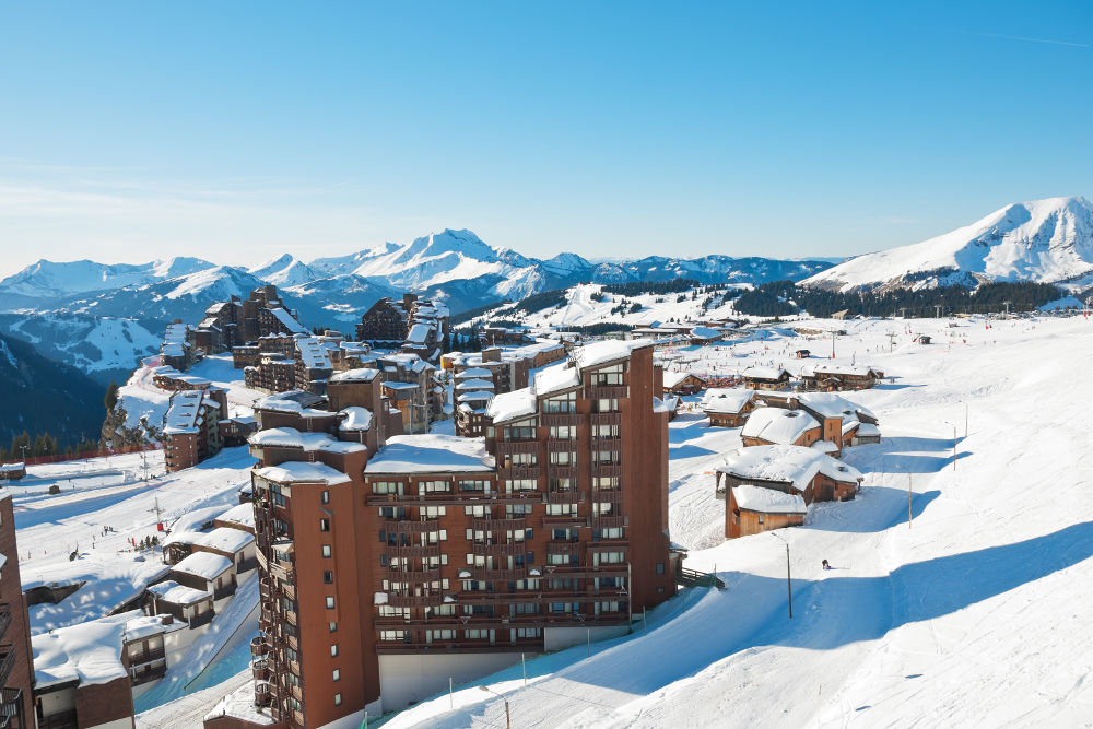 above view of Avoriaz town in Alps Portes du Soleil region France