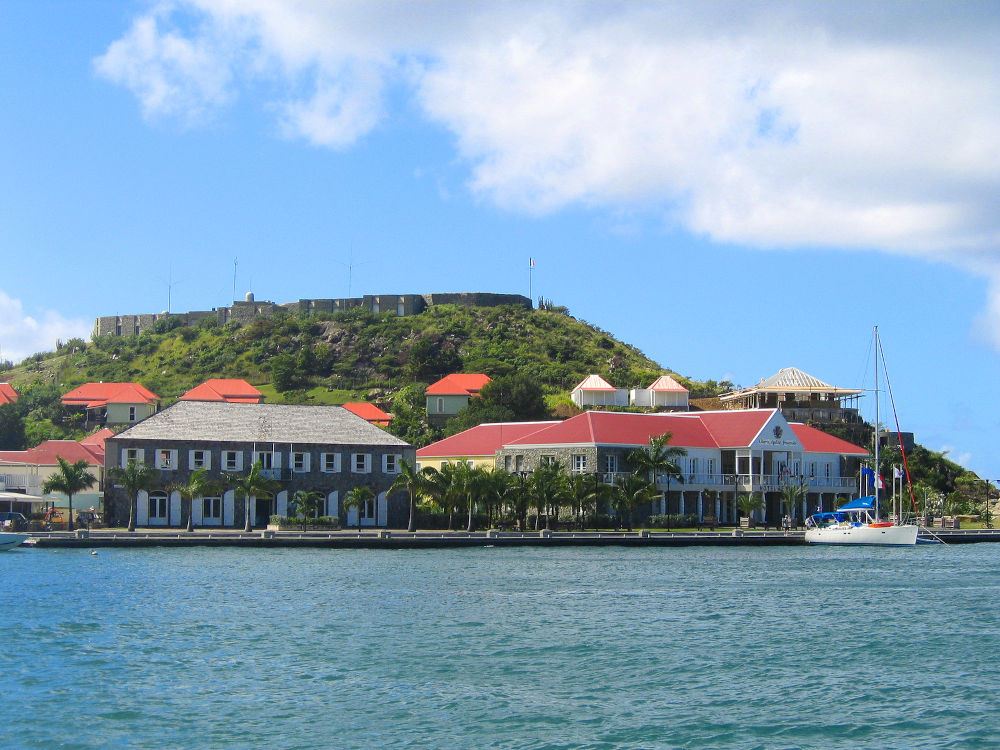 Fort Oscar , Hotel de Ville and Wall House in Gustavia