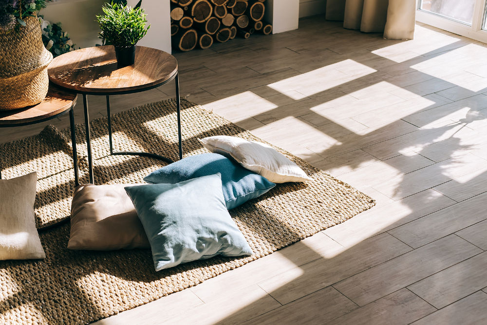 Interior of bright living room.