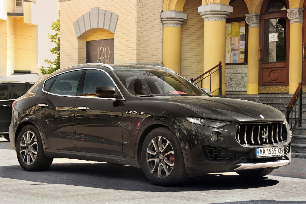 Black SUV Maserati Levante in the city