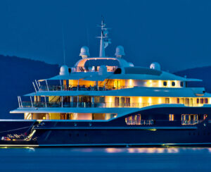 Luxury yacht blue evening view on mediterranean coas