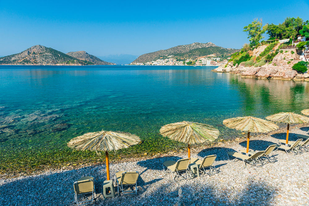 view of the Greek city of Monemvasia, Peloponnese, Greece