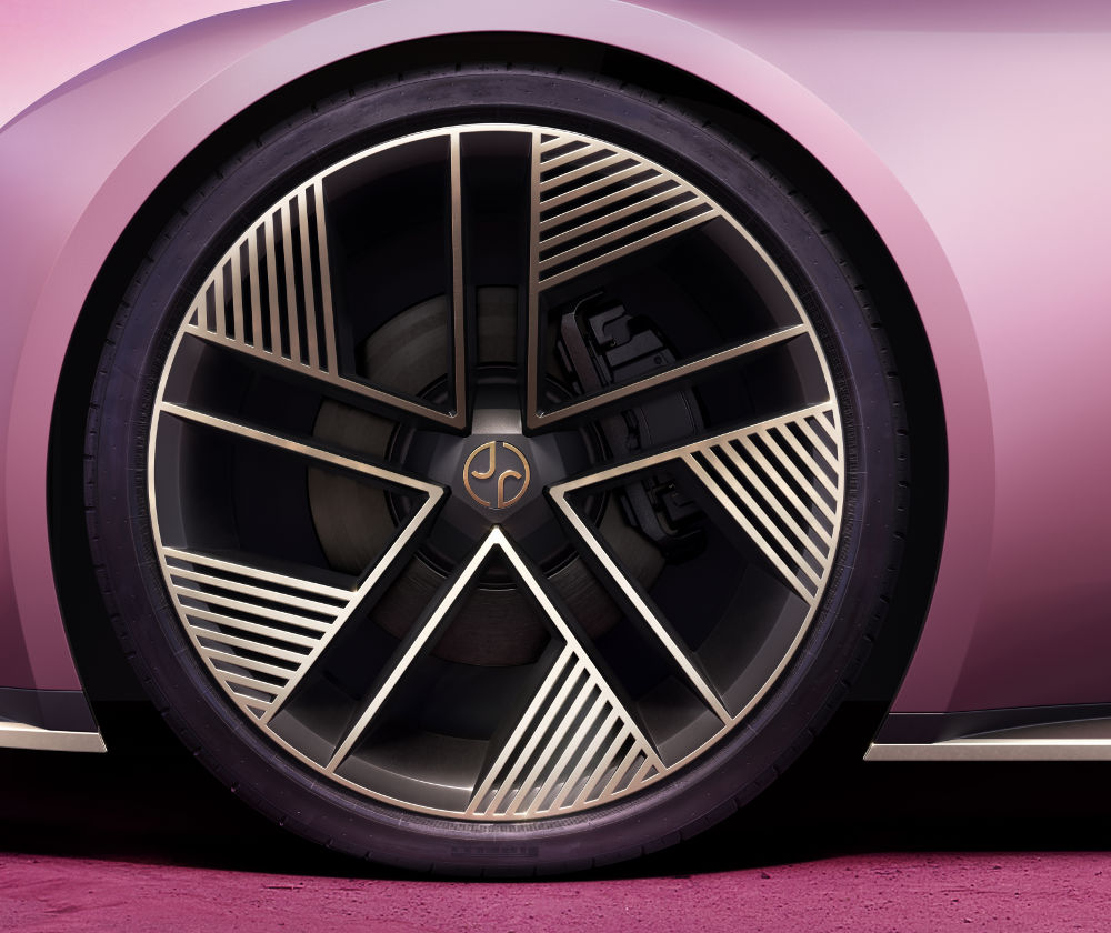 jaguar pink car wheel detail