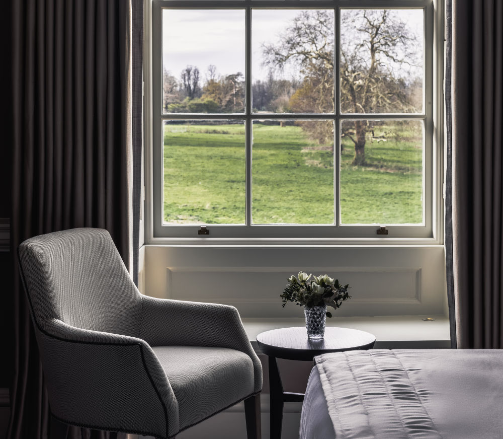 The Langley bedroom interior with view