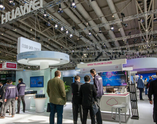 Booth of Huawei company at CeBIT information technology trade show in Hannover, Germany on March 14, 2016