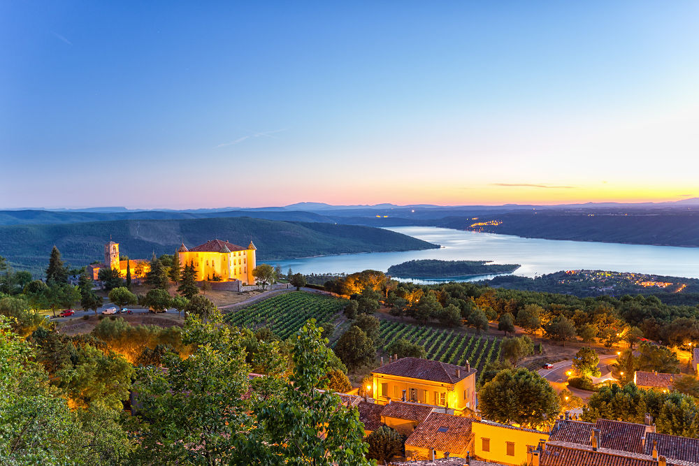 Aiguines, Gorges du Verdon, Provence - Alpes - Cote d'Azur, France, in beautiful evening light